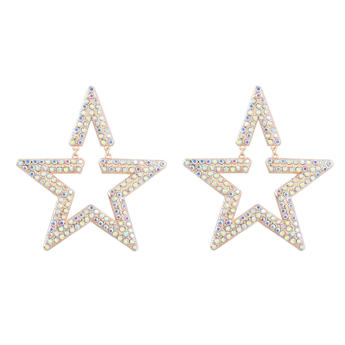 Wholesale Super Flash Fancy Diamond Alloy Diamond Star Earrings